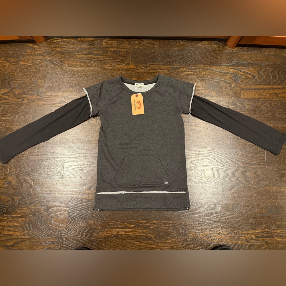 NWT Appaman Sz 14 Charcoal Long Sleeve Kids Baseball Style Sweatshirt/ Pullover